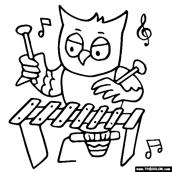 Owl-xylophone Coloring Page | Color Owl-xylophone