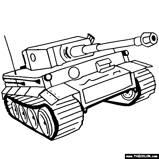 Panzer Tiger Tank Online Coloring Page