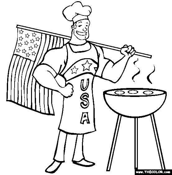 Patriotic BBQ Coloring Page