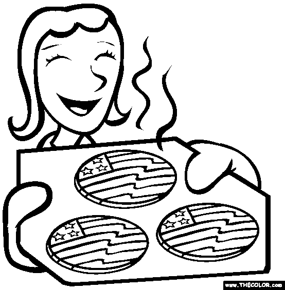 Patriotic Cookies Coloring Page