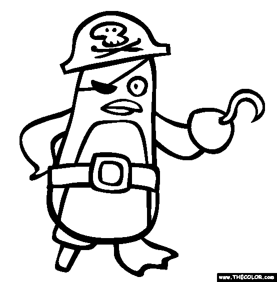 Penguin Pirate Coloring Page