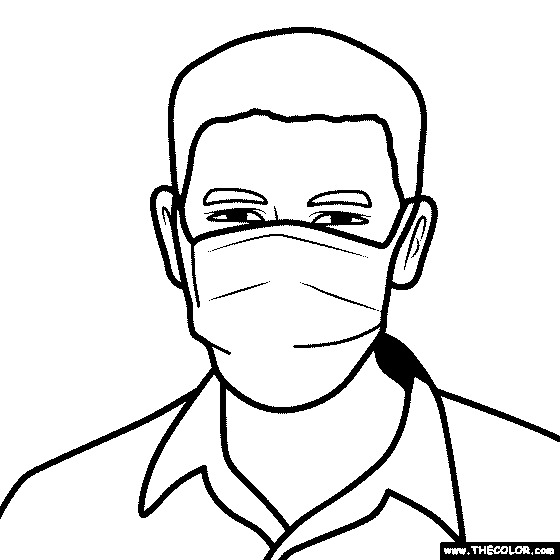 Person with a mask (covid-19) Coloring Page