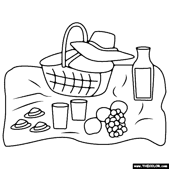 Picnic Setting Coloring Page