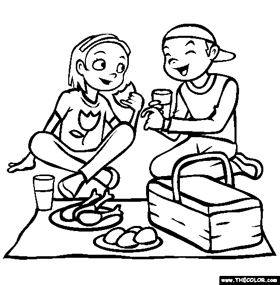 Picnic Coloring Page