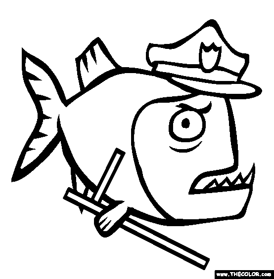 Piranha Police Coloring Page