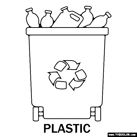 Plastic Recycling Bin Coloring Page