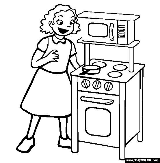 Play Kitchen Coloring Page