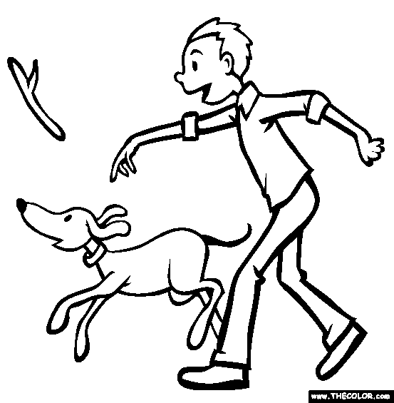 Playing Fetch Coloring Page