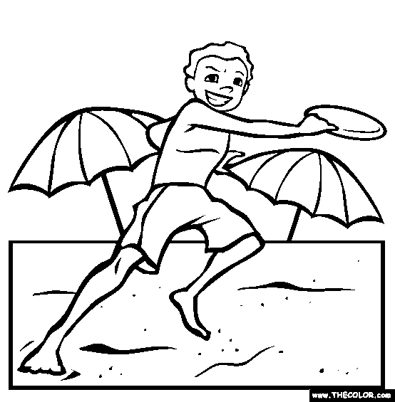 Playing Frisbee Coloring Page