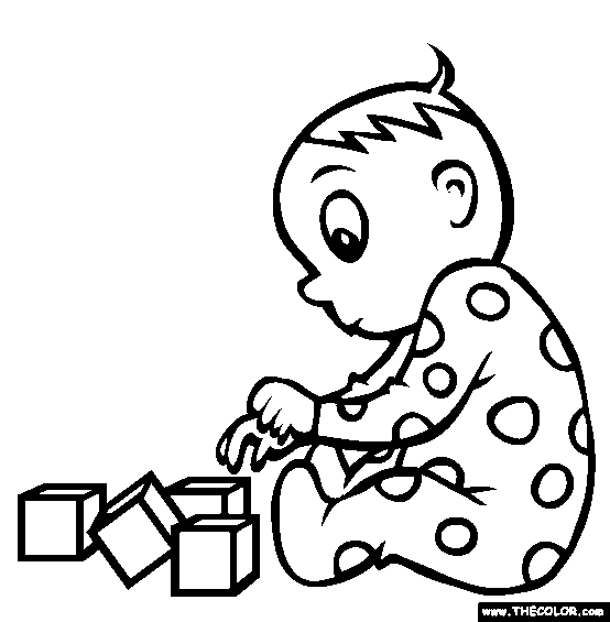 Playing With Blocks Coloring Page