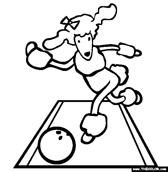 Poodle Goes Bowling Coloring Page