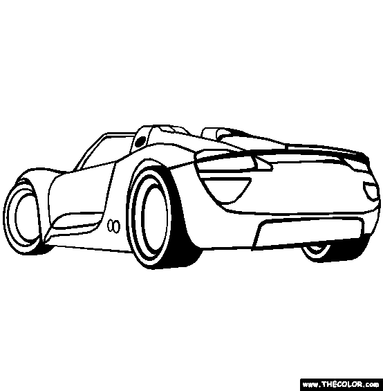 Porsche 918 Spyder Concept Online Coloring Page 