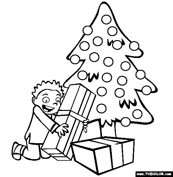 Christmas Presents Under the Tree Coloring Page