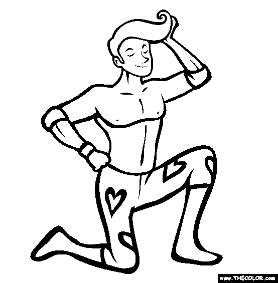 Pretty Boy Jay Pro Wrestler Online Coloring Page