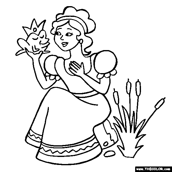 Princess and Frog Online Coloring Page