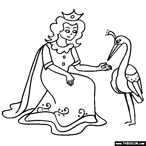 Princess and Swan Online Coloring Page