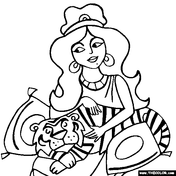 Princess and Tiger Online Coloring Page