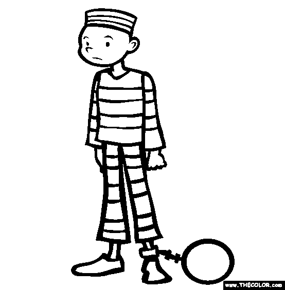 Halloween Prisoner Costume Online Coloring Page