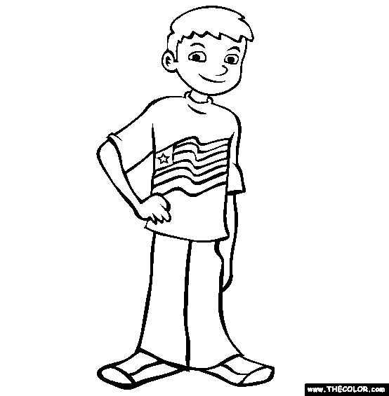 Proud American Boy Coloring Page