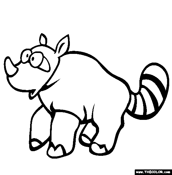 Raccoon Rhino Coloring Page