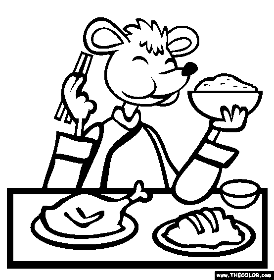 Chinese Rat Chef Coloring Page