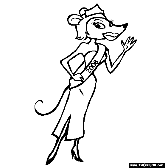 Chinese Beauty Rat Coloring Page