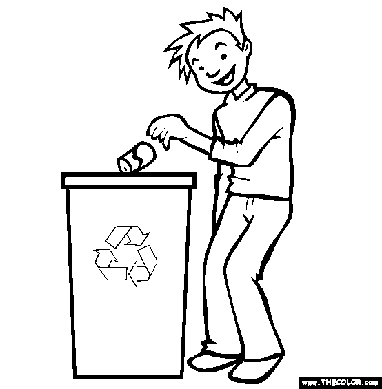 Recycle Trash and Garbage Coloring Page