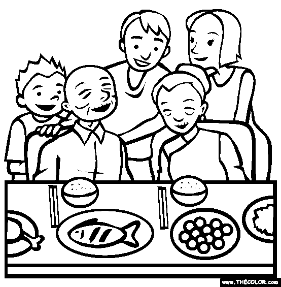 Reunion Dinner Coloring Page