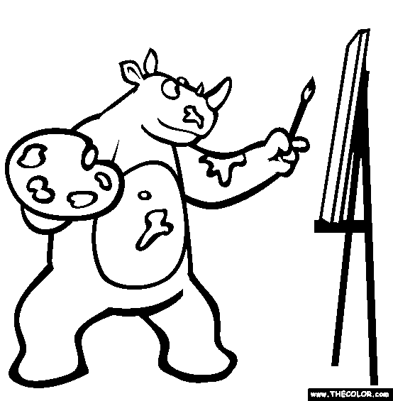 Rhino The Painter Coloring Page