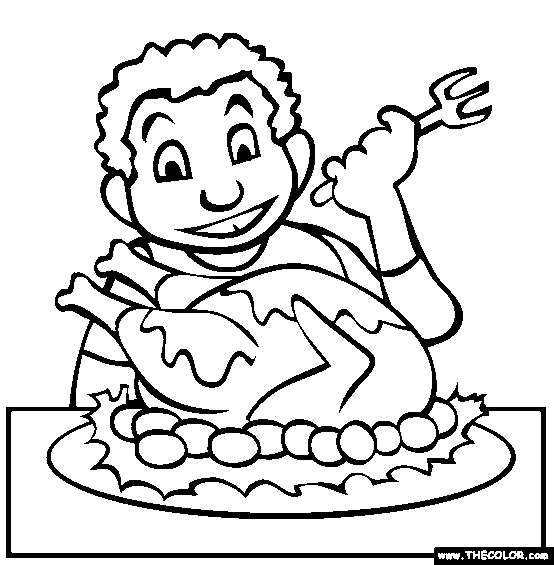 Thanksgiving Turkey Carving Online Coloring Page 
