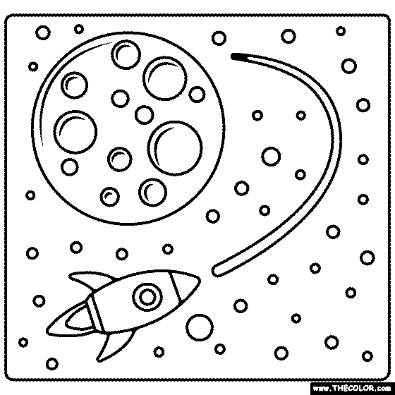 Rocket Reaching New Planet Coloring Page