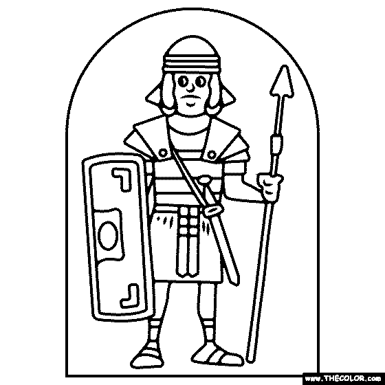100% free coloring page of Roman Soldier. Color in