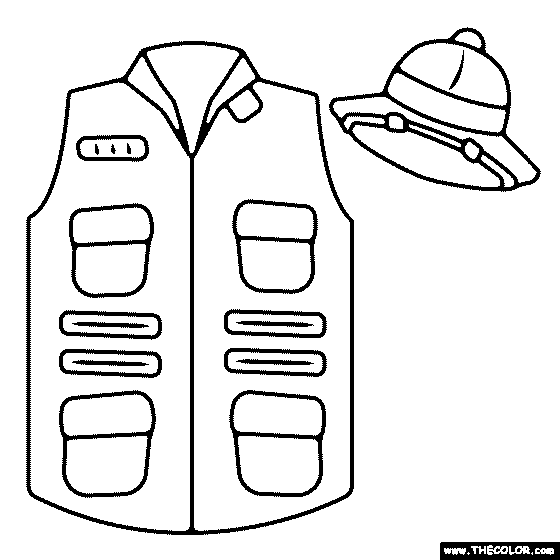 Safari Vest and Hat Coloring Page