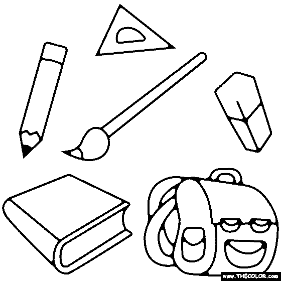 School Supplies Coloring Page