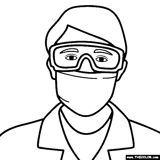 Scientist with Mask Coloring Page