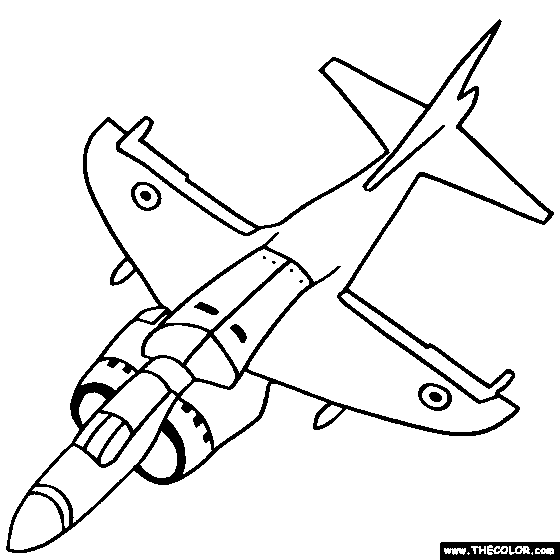 Sea Harrier Fighter Jet Online Coloring Page