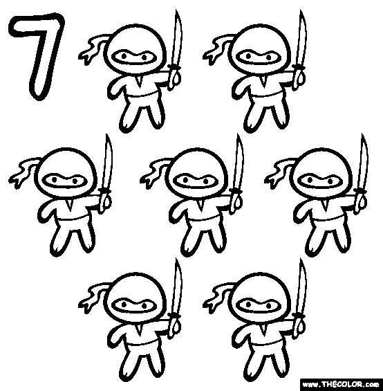Seven (Ninjas) Coloring Page