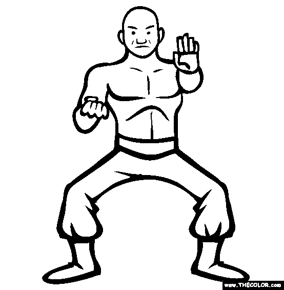 Shaolin Dude Pro Wrestler Online Coloring Page