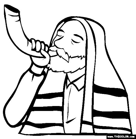 Shofar Coloring Page Rosh Hashannah and Yom Kippur