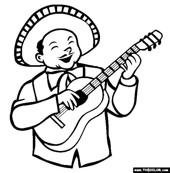 Mariachi Ranchera Singer Musician Coloring Page