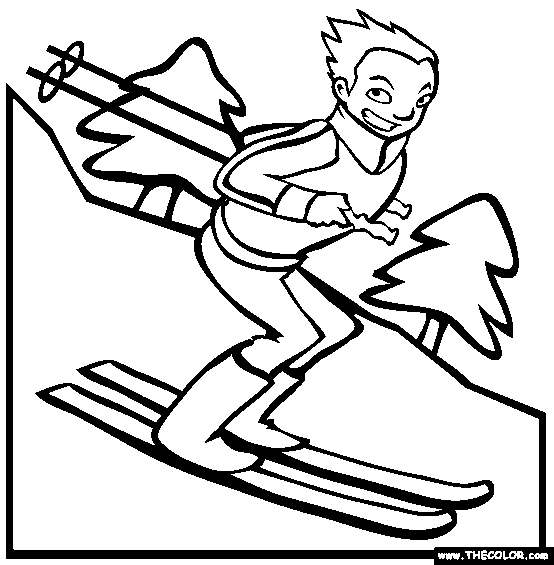 Skiing Coloring Page