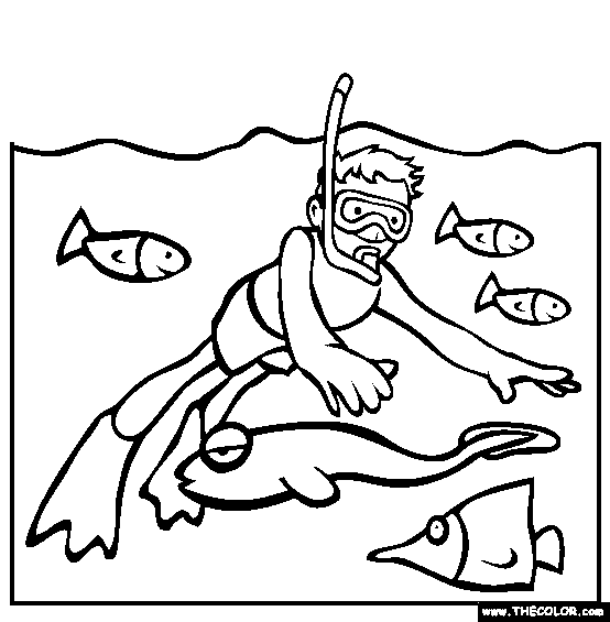 Snorkeling Coloring Page