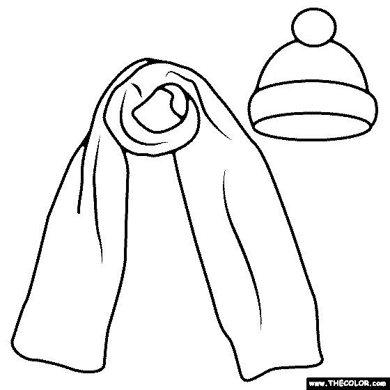 Snow Hat and Scarf Coloring Page