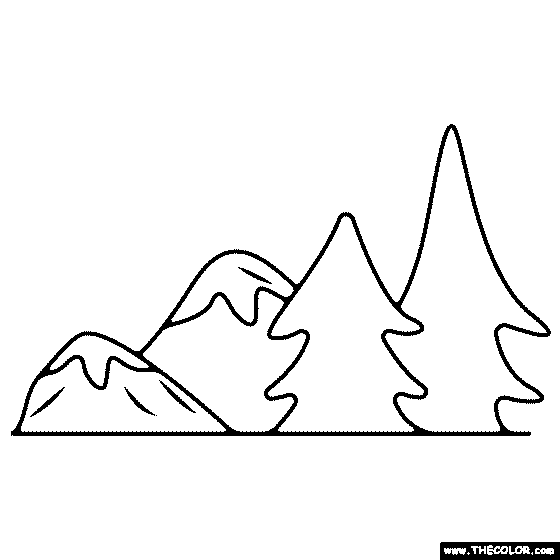 Snowy Mountains Coloring Page