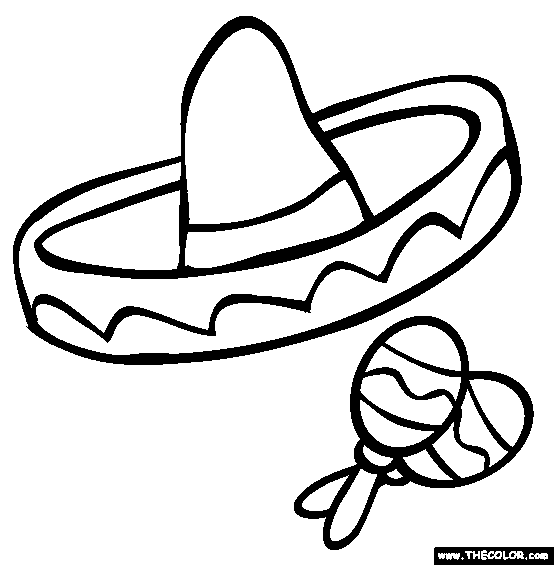 Sombrero and Maracas Online Coloring Page