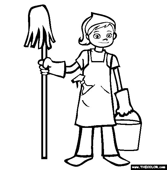 Spring Cleaning Coloring Page