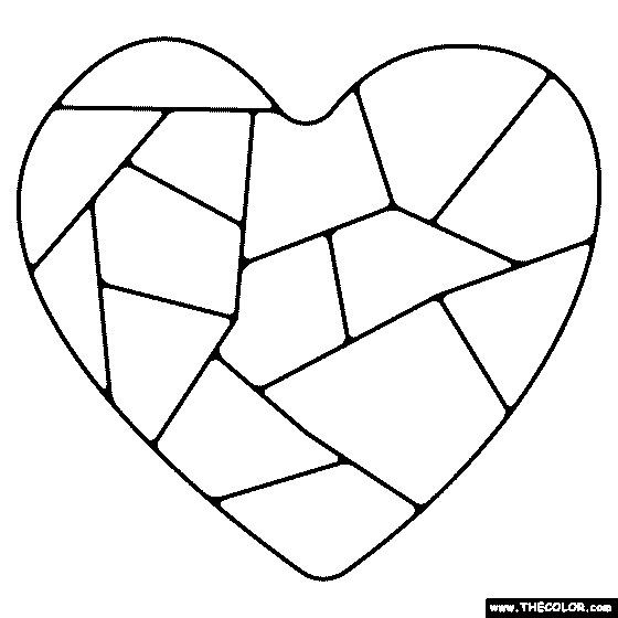 Stained Glass Heart Coloring Page