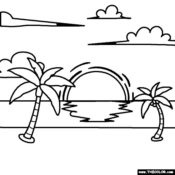 Sunset Coloring Page