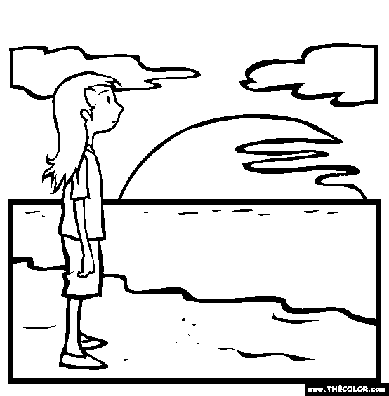 Sunset Coloring Page