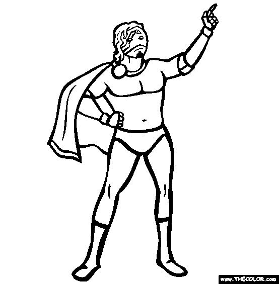 Super Red Pro Wrestler Online Coloring Page